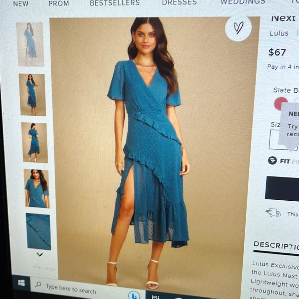 LuLu's Next to You Slate Blue Dress NWT